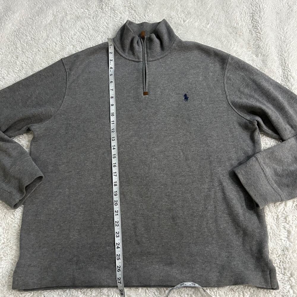 Polo Ralph Lauren Mens XL Quarter Zip Ribbed Sweater Gray Preppy Country Club - Picture 3 of 6
